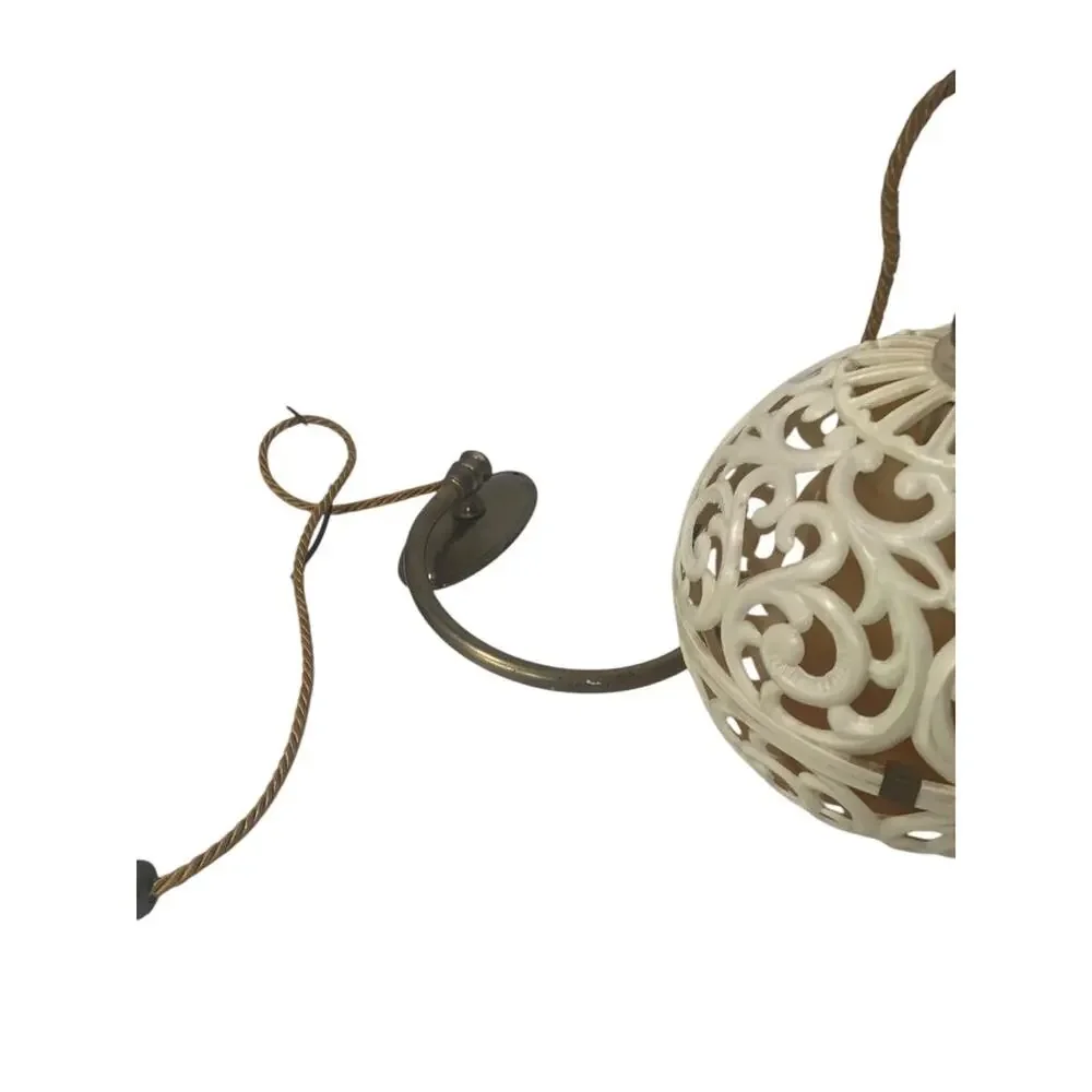 Hard Plastic MidCentury Light Fixture Hanging Plug in Working